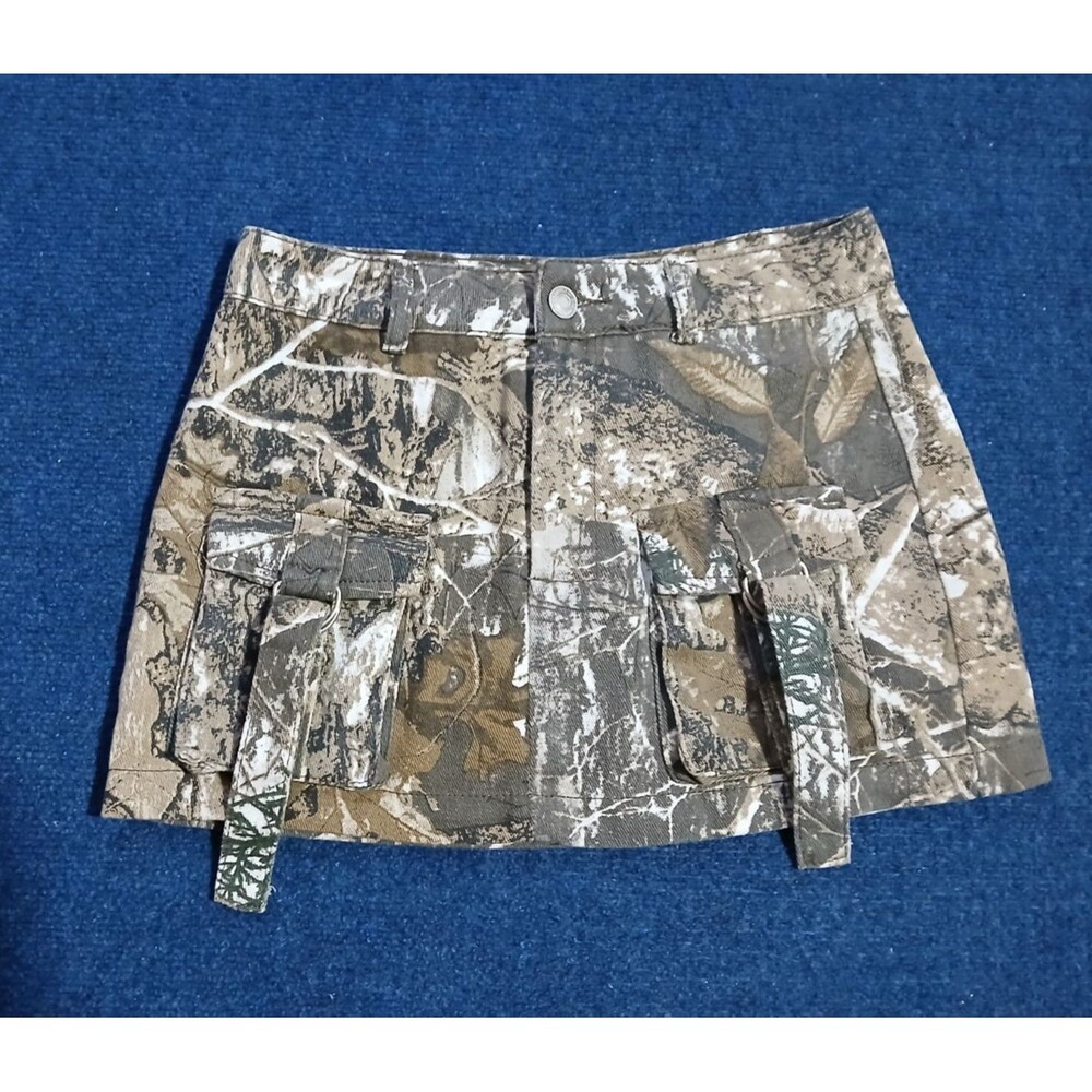 Rise Supply Camouflage Mini Skirt Buckle Strap Pockets 100% Cotton 5 NWOT